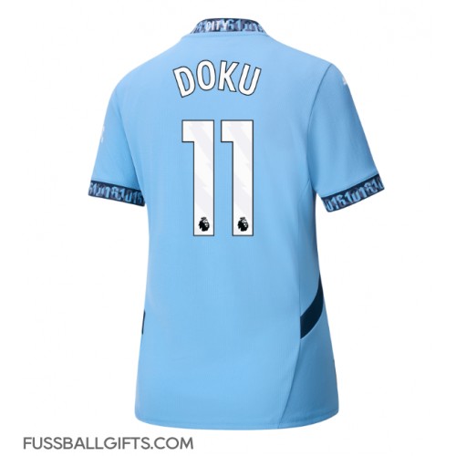 Manchester City Jeremy Doku #11 Fußballbekleidung Heimtrikot Damen 2024-25 Kurzarm